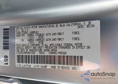 2024 Toyota Tacoma Sr5 from USA, damaged, VIN 3TMLB5JN6RM021525